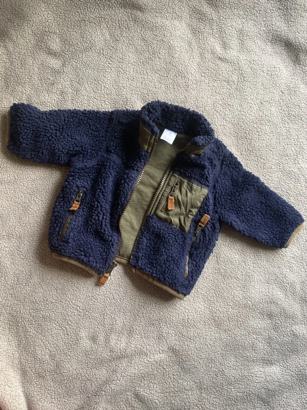 2/$10 - Carters 3m Sherpa Jacket Zip Up Green and Blue